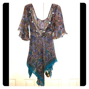 Head turning scarf like blouse with bling